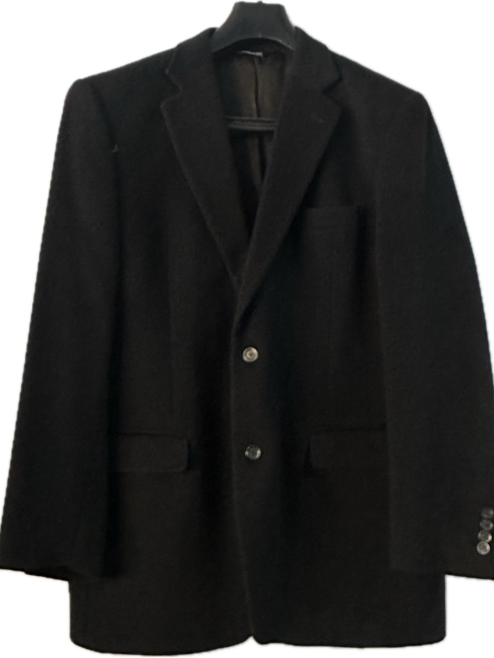 Men's Vintage Black Single-Breasted 100% Lambswool Blazer
